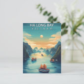 Ha Long Bay Vietnam Vintage Reizen Briefkaart (Staand voorkant)