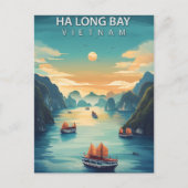 Ha Long Bay Vietnam Vintage Reizen Briefkaart (Voorkant)