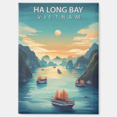 Ha Long Bay Vietnam Vintage Reizen Magneet (Voorkant)