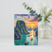 Ha Long Bay Vietnam zonsondergang Briefkaart (Staand voorkant)