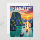 Ha Long Bay Vietnam zonsondergang Briefkaart (Voorkant / Achterkant)