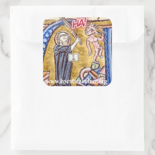 HA! w / duivel Vierkante Sticker (Tas)