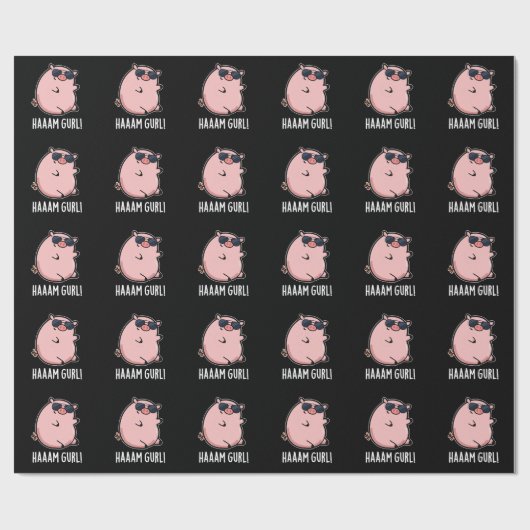 Haaaam Gurl Funny Pig Pun Dark BG Cadeaupapier (Vlak)