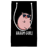 Haaaam Gurl Funny Pig Pun Dark BG Klein Cadeauzakje (Voorkant)