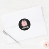 Haaaam Gurl Funny Pig Pun Dark BG Ronde Sticker (Envelop)