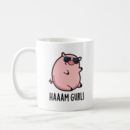 Haaaam Gurl Funny Pig Pun Koffiemok (Links)