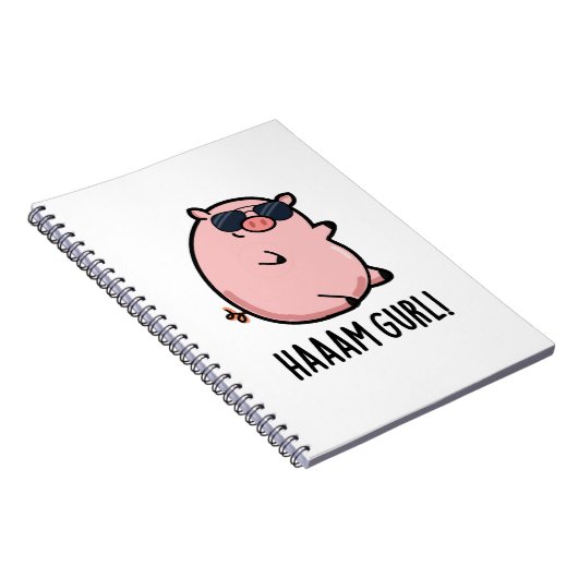 Haaaam Gurl Funny Pig Pun Notitieboek (Rechterzijde)
