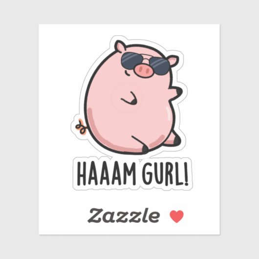 Haaaam Gurl Funny Pig Pun Sticker (Vel)