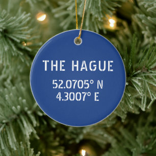 Haag Breedtegraad Lengtegraad Blauwe Keramische Ve Keramisch Ornament