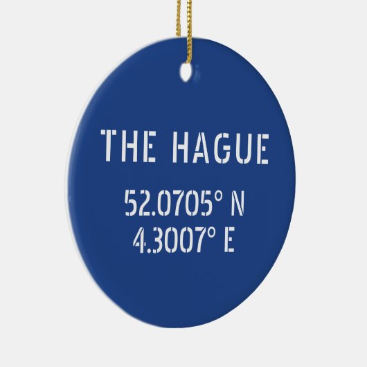 Haag Breedtegraad Lengtegraad Blauwe Keramische Ve Keramisch Ornament (Rechts)