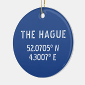 Haag Breedtegraad Lengtegraad Blauwe Keramische Ve Keramisch Ornament (Links)