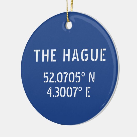 Haag Breedtegraad Lengtegraad Blauwe Keramische Ve Keramisch Ornament (Links)