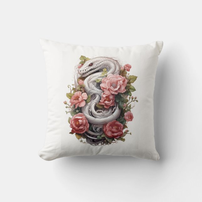 🐍 Haagse Mystic Serpent Floral Sierkussen (Voorkant)