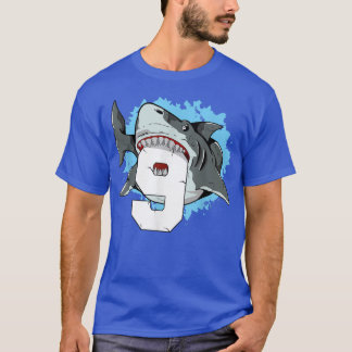 Haai 9e verjaardag jongen 9 negen haai thema feest t-shirt