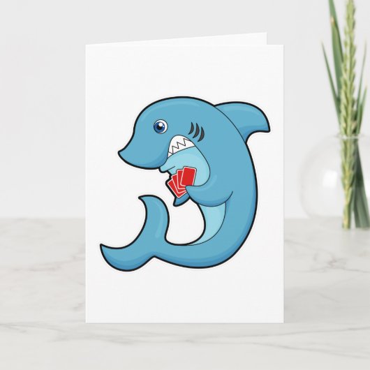 Haai aan het pokeren met pokerkaarten kaart (Voorkant)