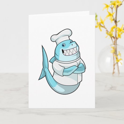Haai als chef met kookschort kaart (Gele Bloem)