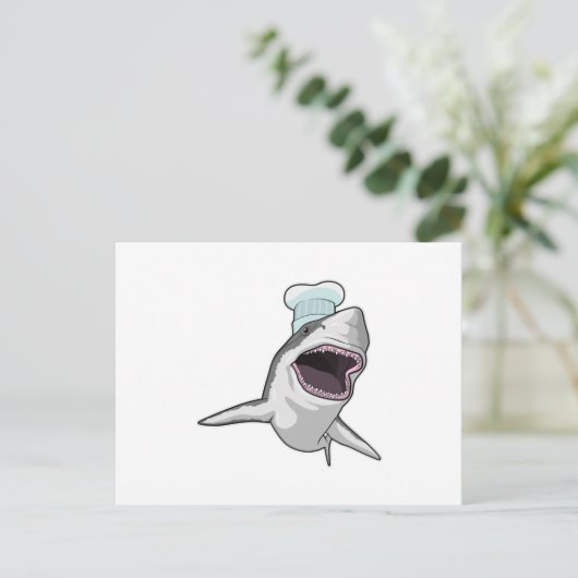 Haai als kok met kookmuts briefkaart (Staand voorkant)