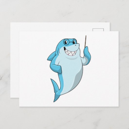 Haai als leraar met aanwijsstok briefkaart (Voorkant / Achterkant)