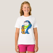 Haai als skater met skateboard t-shirt (Voorkant volledig)