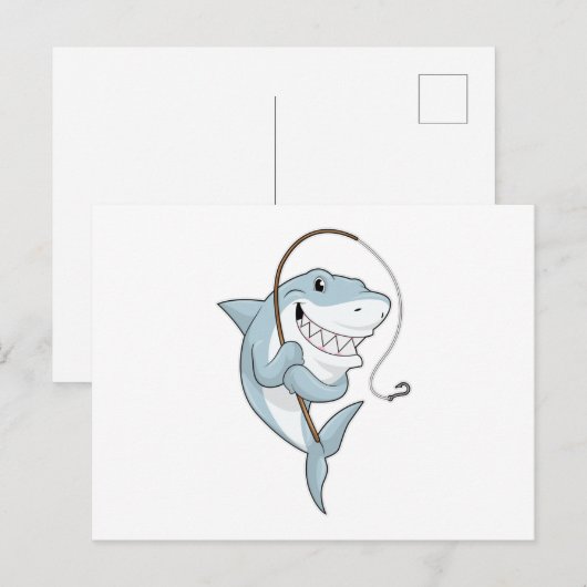 Haai als visser met hengel briefkaart (Voorkant / Achterkant)