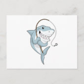 Haai als visser met hengel briefkaart (Voorkant)