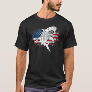 Haai Amerikaanse Vlag Duikuitrusting USA Vervuild T-shirt