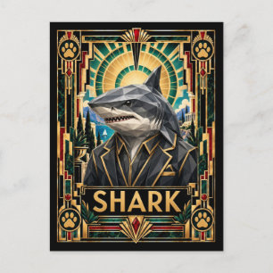 Haai, Art Deco Wildlife Briefkaart
