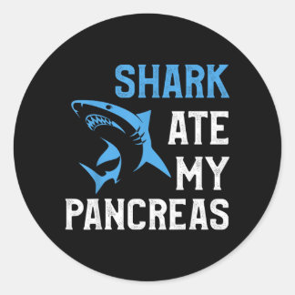 Haai At Alvleesklier Grappig T1d Diabetische Type Ronde Sticker