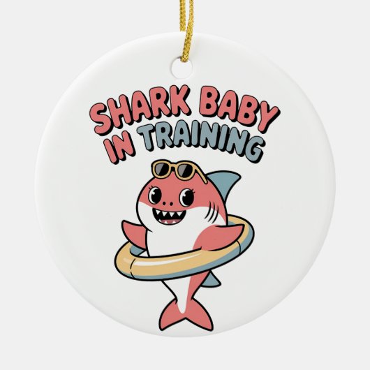 Haai Baby in Opleiding | Kinderen Keramisch Ornament (Voorkant)