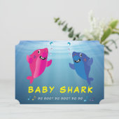 Haai Baby Roze 🦈 Blauwe Verjaardagsfeestje Kaart (Staand voorkant)
