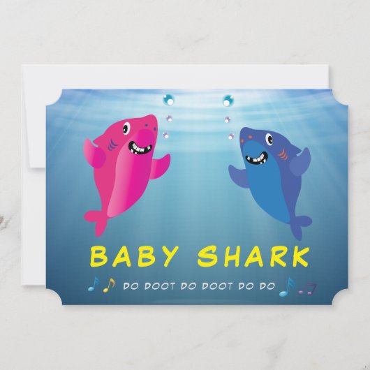Haai Baby Roze 🦈 Blauwe Verjaardagsfeestje Kaart (Voorkant)