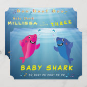 Haai Baby Roze 🦈 Blauwe Verjaardagsfeestje Kaart (Voorkant / Achterkant)