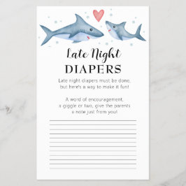 Haai Baby Shower Late Night Luiers Advieskaart Flyer
