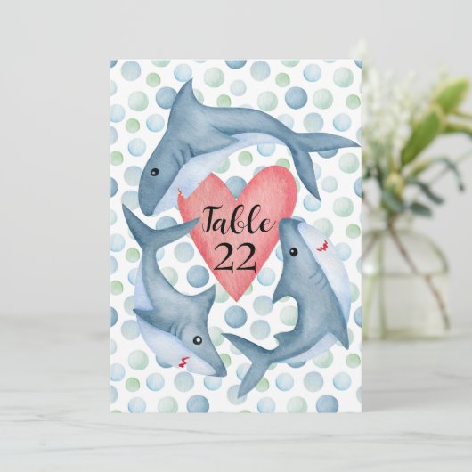 haai Baby shower tafel nummerbord Menu (Staand voorkant)