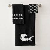 haai Badkamer Zwart-witte handdoek set (Insitu)