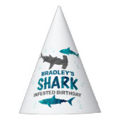 Haai besmet elke leeftijd verjaardag feesthoedjes (Voorkant)