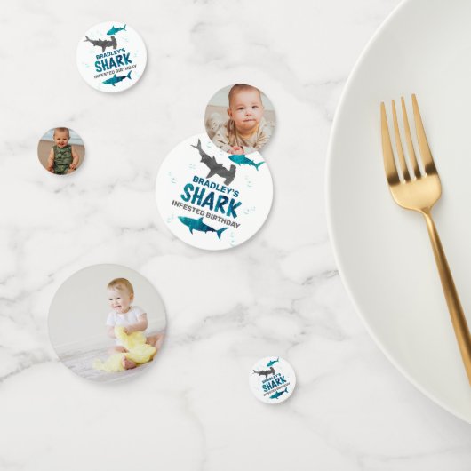 haai besmet elke leeftijd verjaardagsfeestfoto confetti (Groep)