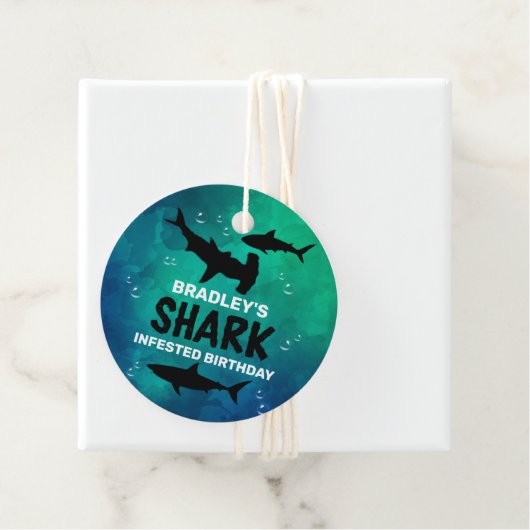 haai besmet elke leeftijd verjaardagsfeestje Favor Bedankjes Labels (In situ)