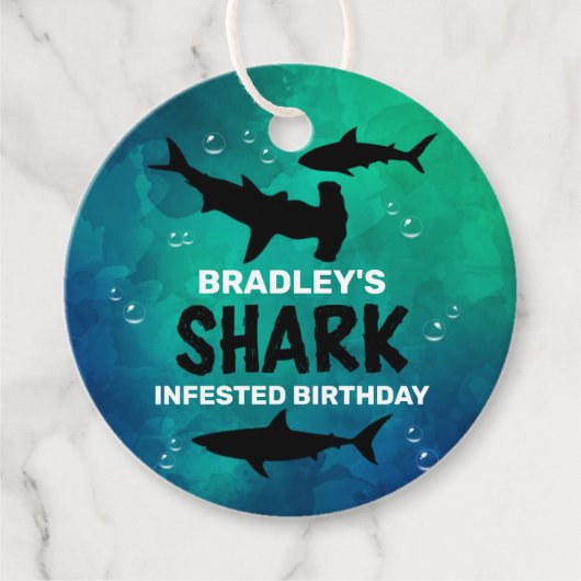 haai besmet elke leeftijd verjaardagsfeestje Favor Bedankjes Labels (Voorkant)