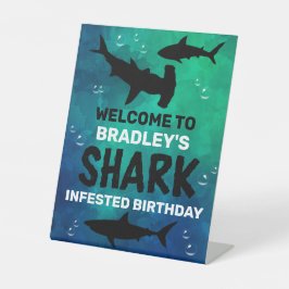 haai besmet elke leeftijd verjaardagsfeestje welko reclamebord met voetstuk