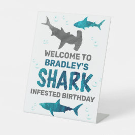 haai besmet elke leeftijd verjaardagsfeestje welko reclamebord met voetstuk