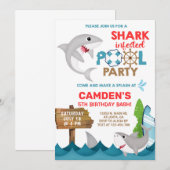 Haai besmet zwembad party bash, jongen verjaardag. kaart (Voorkant / Achterkant)