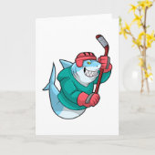 Haai bij IJshockey met IJshockeystick & Helm Kaart (Gele Bloem)