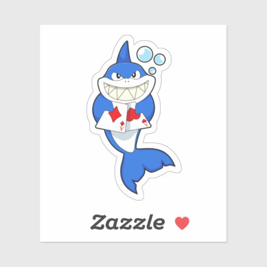 Haai bij Poker met Pokerkaarten Sticker (Vel)