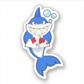 Haai bij Poker met Pokerkaarten Sticker (Voorkant)