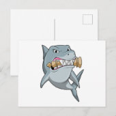 Haai bij schaken met schaakstuk Koning Briefkaart (Voorkant / Achterkant)