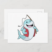 Haai bij vissen met hengel briefkaart (Voorkant / Achterkant)