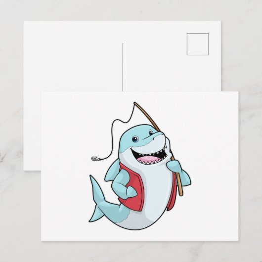 Haai bij vissen met hengel briefkaart (Voorkant / Achterkant)