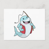 Haai bij vissen met hengel briefkaart (Voorkant)