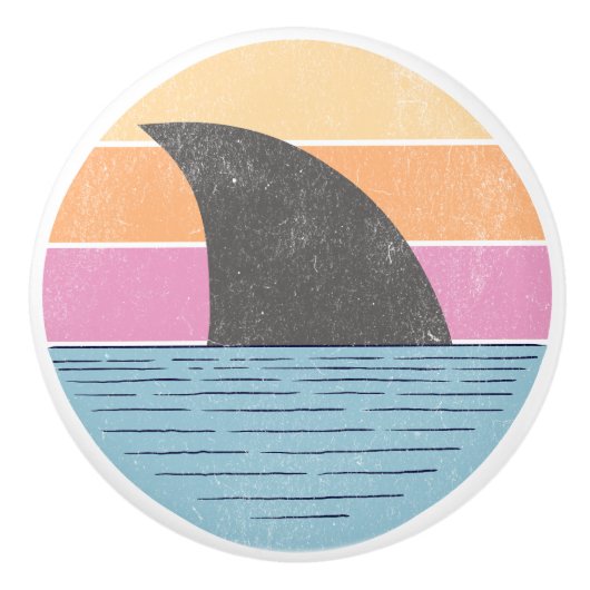 Haai bij zonsondergang keramische knop (Voorkant)